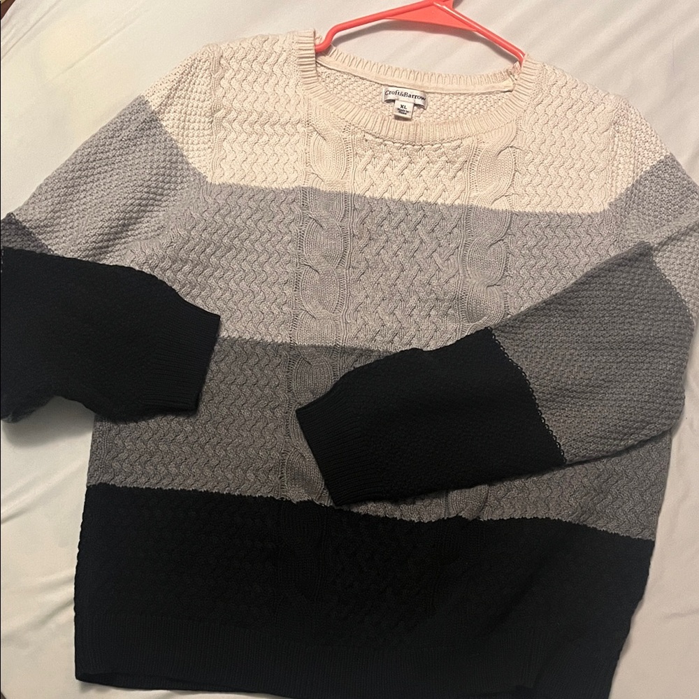 croft & barrow Ombre Gray Cable Knit Crewneck Sweater